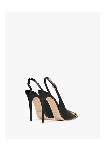 Black Slingback Sandals for Women with High Heels