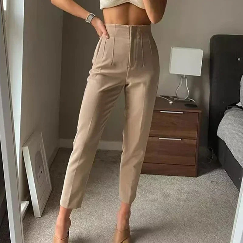 High Waist Pencil Pants for Women in Black and Pink