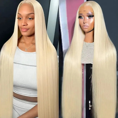 613 Blonde Human Hair Wig 36 Inch Straight Lace Frontal