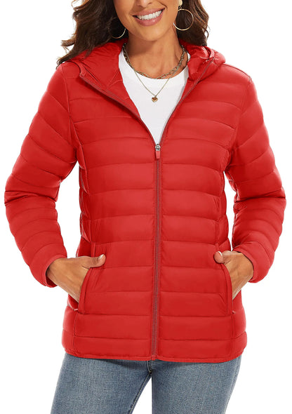 TACVASEN Women's Hooded Puffer Jacket Lightweight Casual