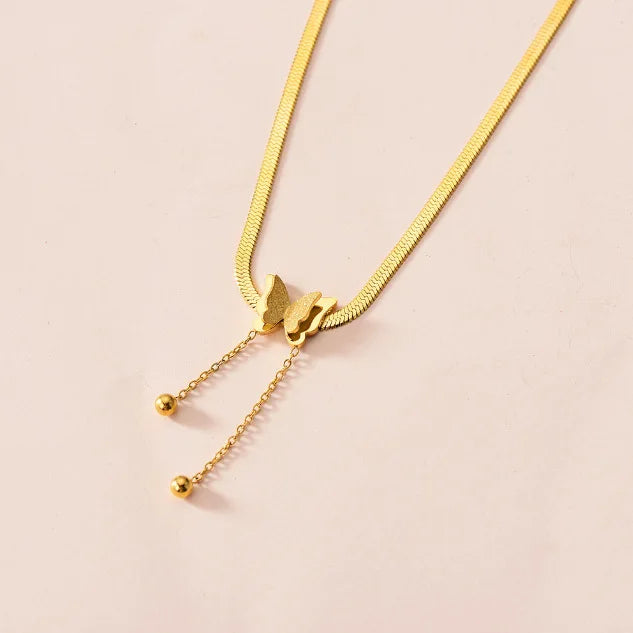 Stainless Steel Butterfly Choker Necklace for Women