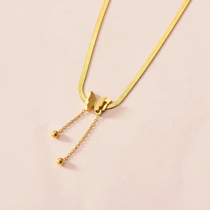 Stainless Steel Butterfly Choker Necklace for Women