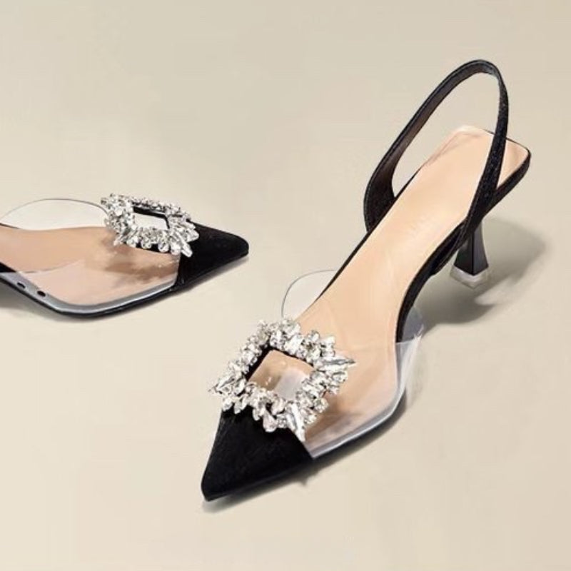 Crystal Transparent Pointed Toe High Heels for Women