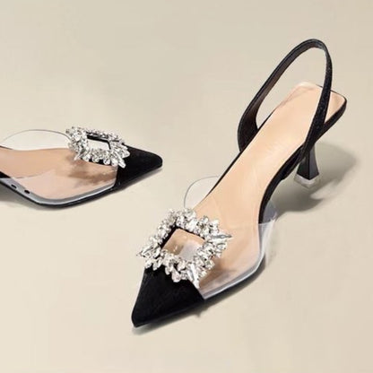 Crystal Transparent Pointed Toe High Heels for Women