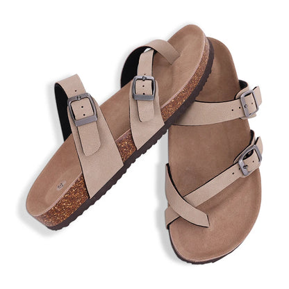 Comwarm Women's Suede Mules Slippers with Cork Insole
