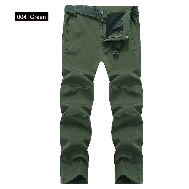 Men's Winter Soft Shell Hiking Pants with Fleece Lining