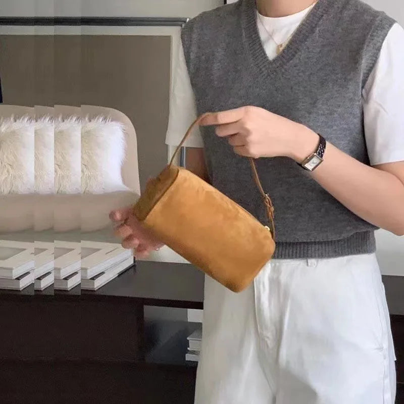 Soft Cowhide Mini Crossbody Bag with Split Leather