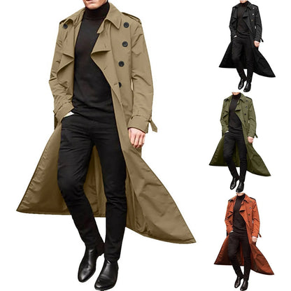 Men's Long Sleeve Extra Long Trench Coat