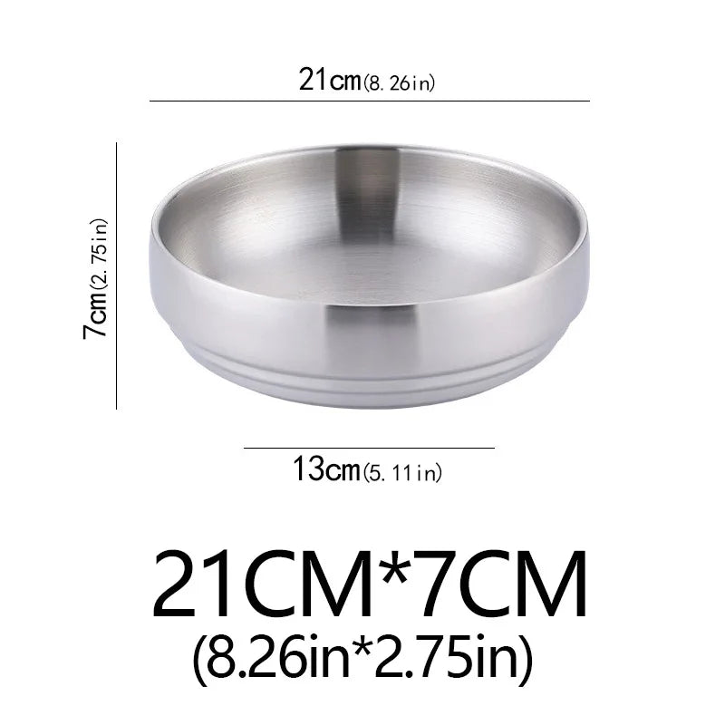 304 Stainless Steel Double Layer Noodle Bowl Gold Silver