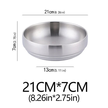 304 Stainless Steel Double Layer Noodle Bowl Gold Silver