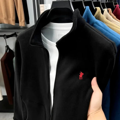 Men's Winter Thick Plush Jacket with Zipper and Pockets