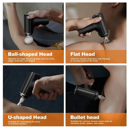Portable Massage Gun - 4 Heads, 6 Speeds