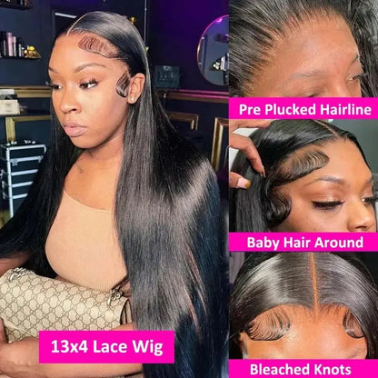 40 Inch Straight Human Hair Wig with Transparent Lace