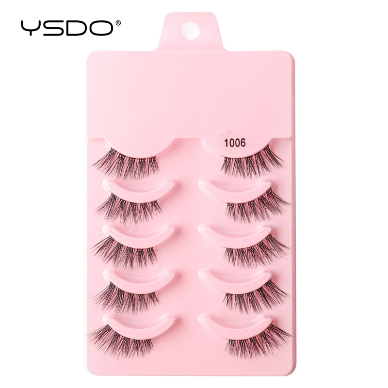 YSDO 5/10 Pairs Natural Soft Black Half Lashes
