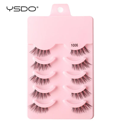 YSDO 5/10 Pairs Natural Soft Black Half Lashes