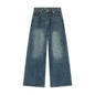 IEFB Vintage Camouflage Men's Loose Denim Jeans Old Blue