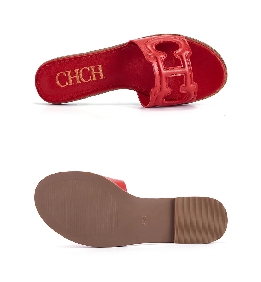 CHCH Women's Black Flat Indoor Slippers