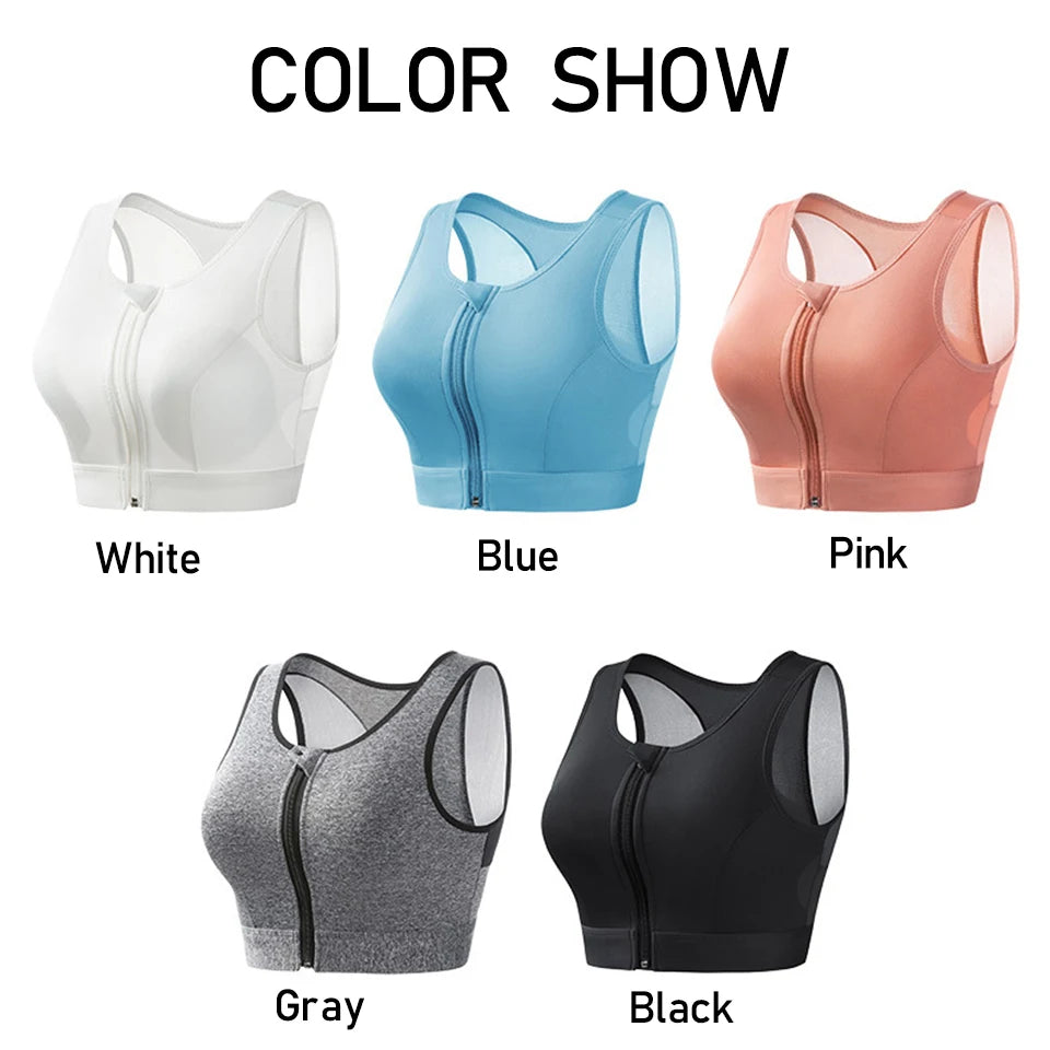 Plus Size Padded Front Closure Sports Bra for Women