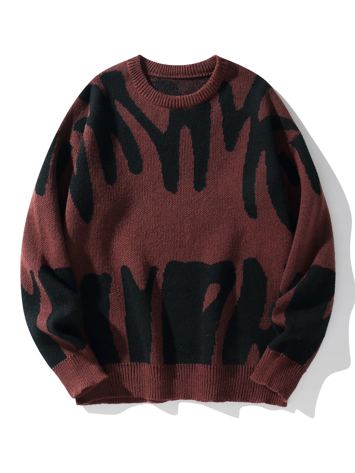 Irregular Jacquard Pattern Pullover Sweater Men Casual