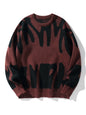 Irregular Jacquard Pattern Pullover Sweater Men Casual