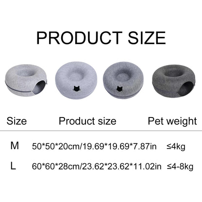 Felt Donut Cat Bed with Breather Hole and Tunnel