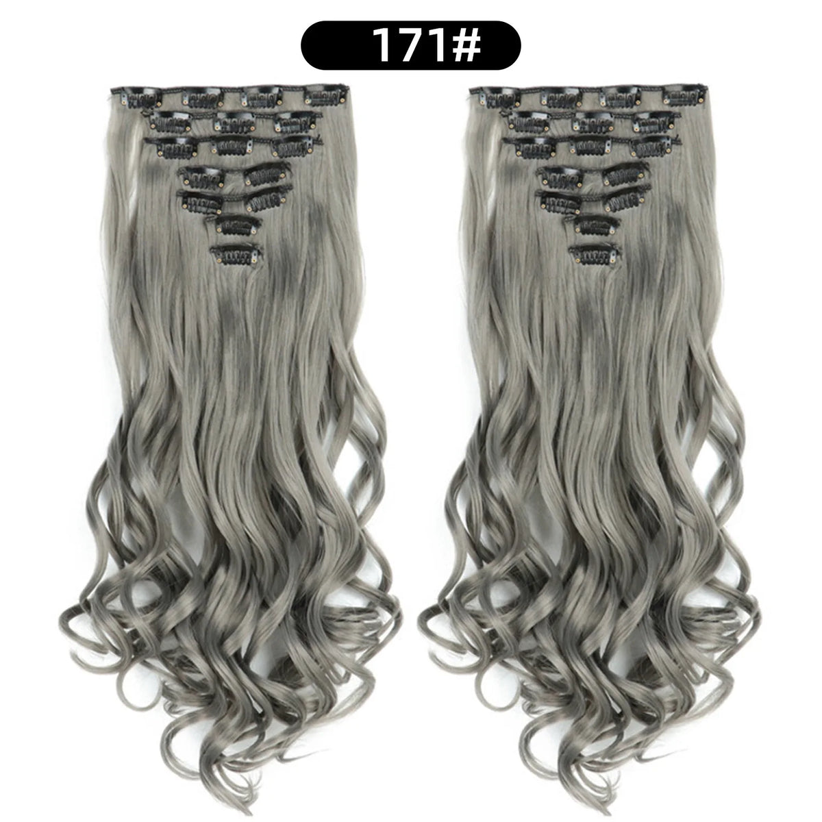 22 Inch Curly Wavy Clip In Hair Extensions Synthetic