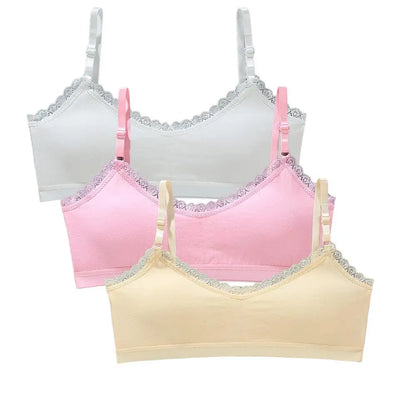 Girls Lace Training Bras Set Cotton Padded Daily Wear