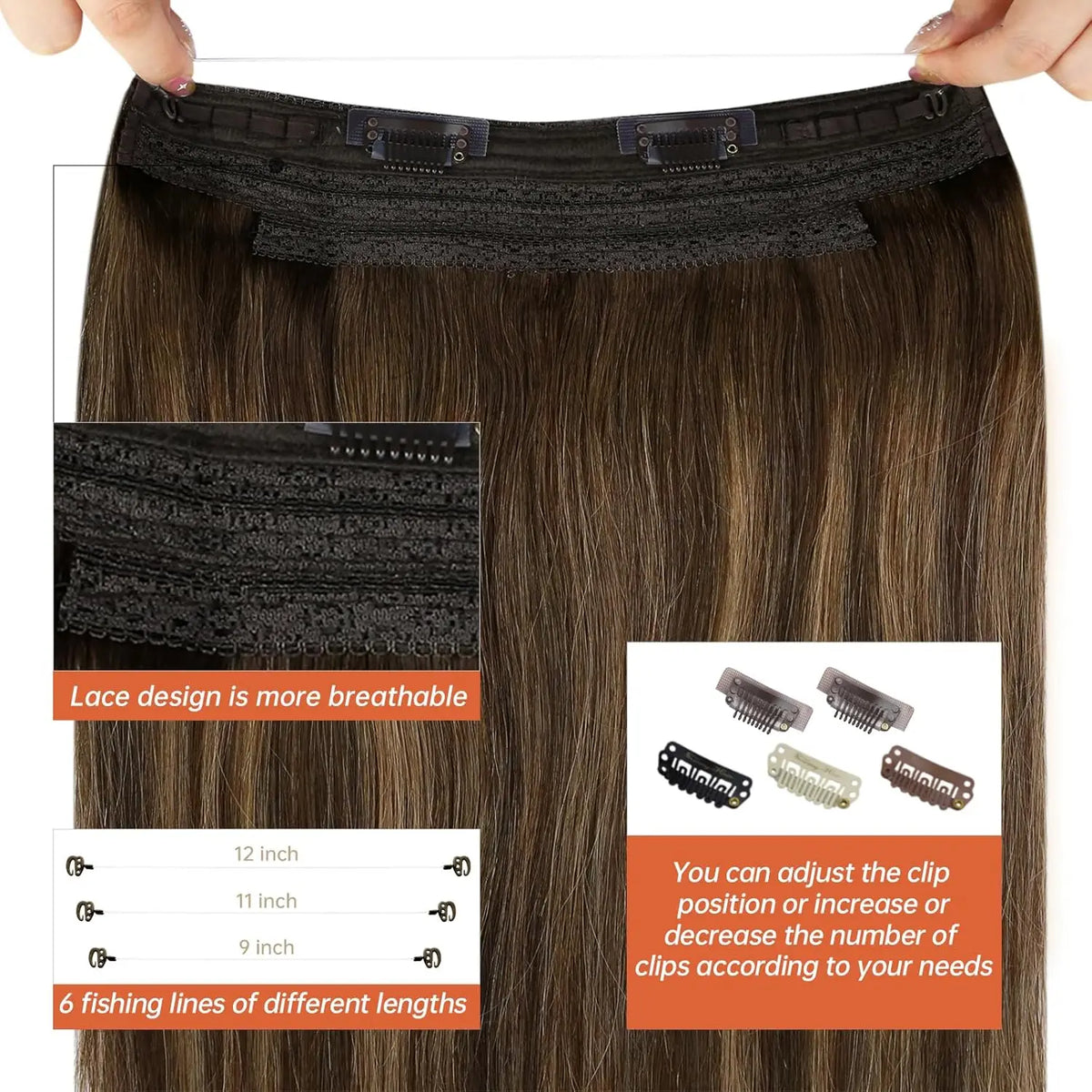 VeSunny Remy Hair One Piece Invisible Wire Extensions