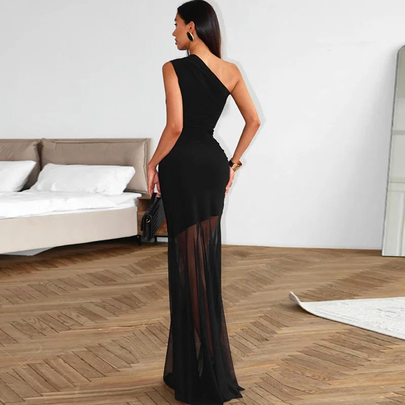Ticketsx Off Shoulder Backless Slim Long Dress