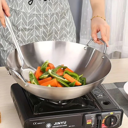Large Stainless Steel Wok with Dual Handles 30cm