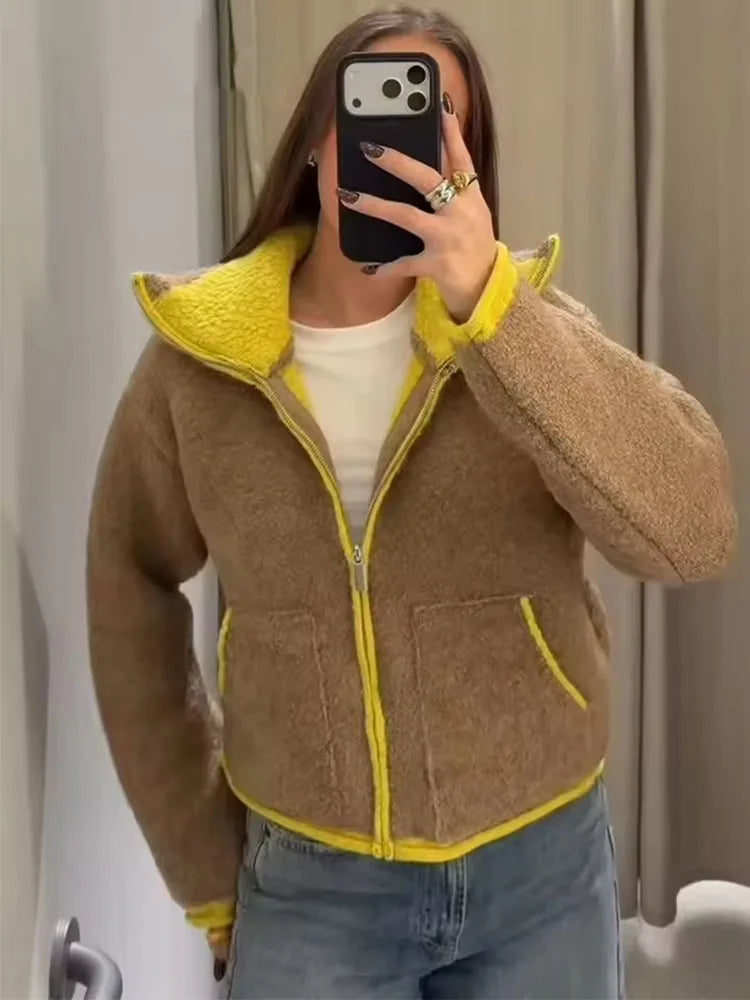 Casual Zipper Jacket Coat for Women in Polyester