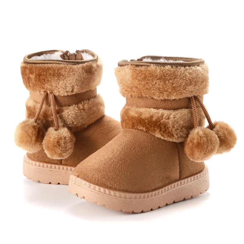 Girls Winter Snow Boots Thick Warm Rubber Microfiber