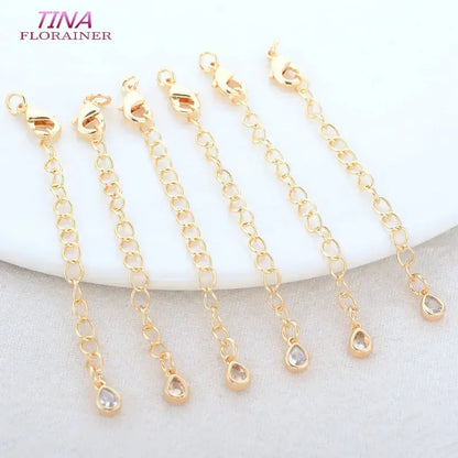 14K Gold Color Brass Drop Extender Chain 6PCS