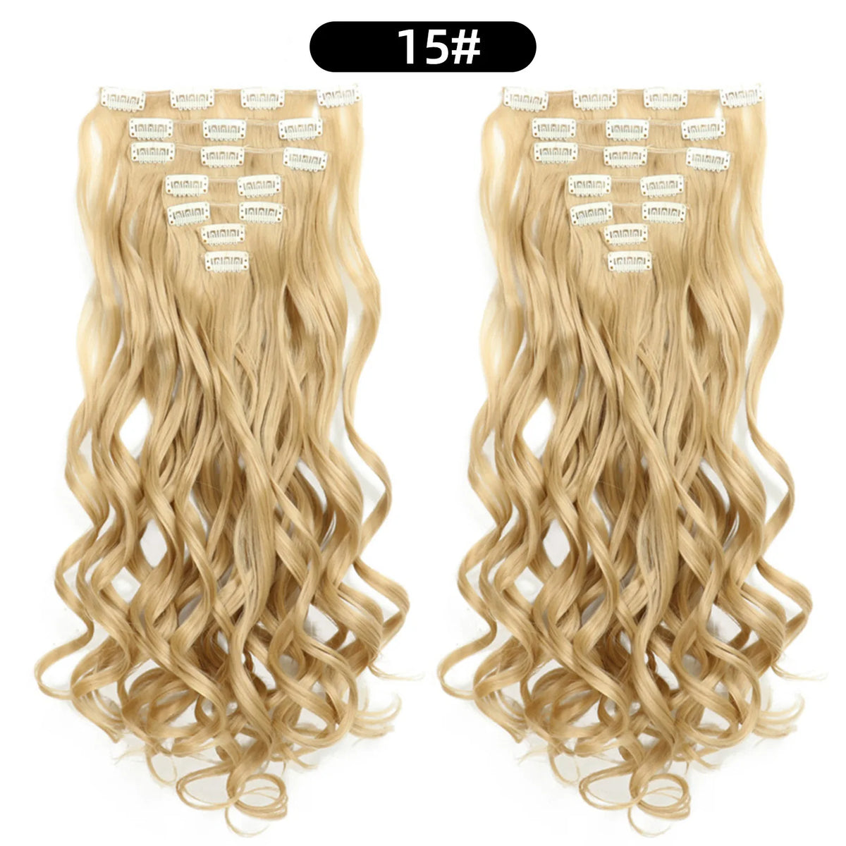 22 Inch Curly Wavy Clip In Hair Extensions Synthetic