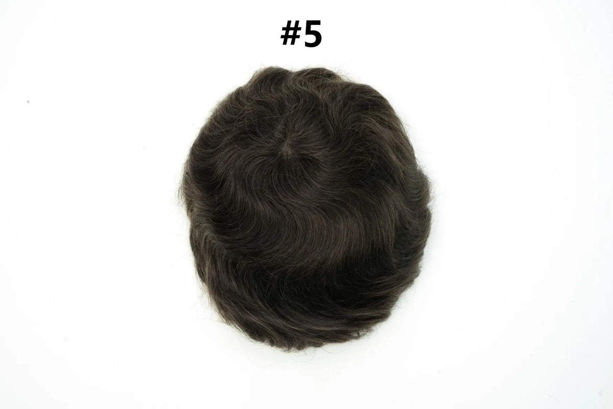 V Loop Silk Base Wavy Toupee for Men 8x10