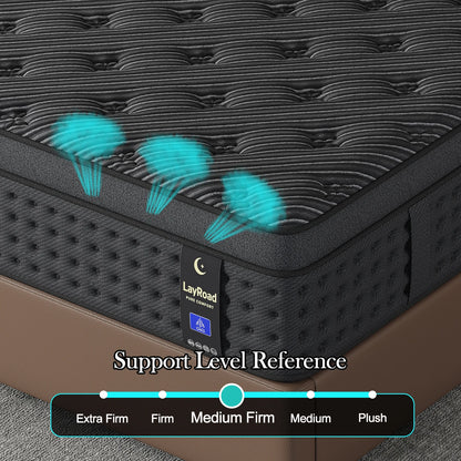 LayRoad Memory Foam Spring Mattress Black 12 Inch