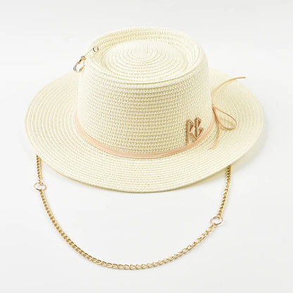 Elegant Straw Sun Hat for Women with Ribbon Decoration