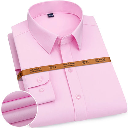 Men's Slim Fit Solid Color White Dress Shirt