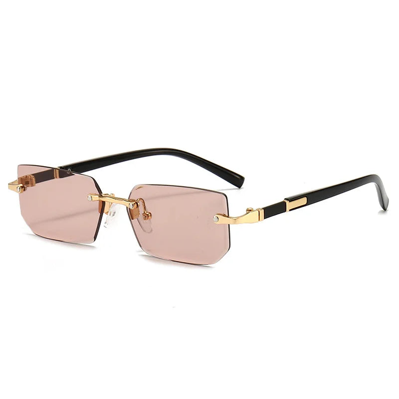 Rimless Rectangle Sunglasses for Women and Men