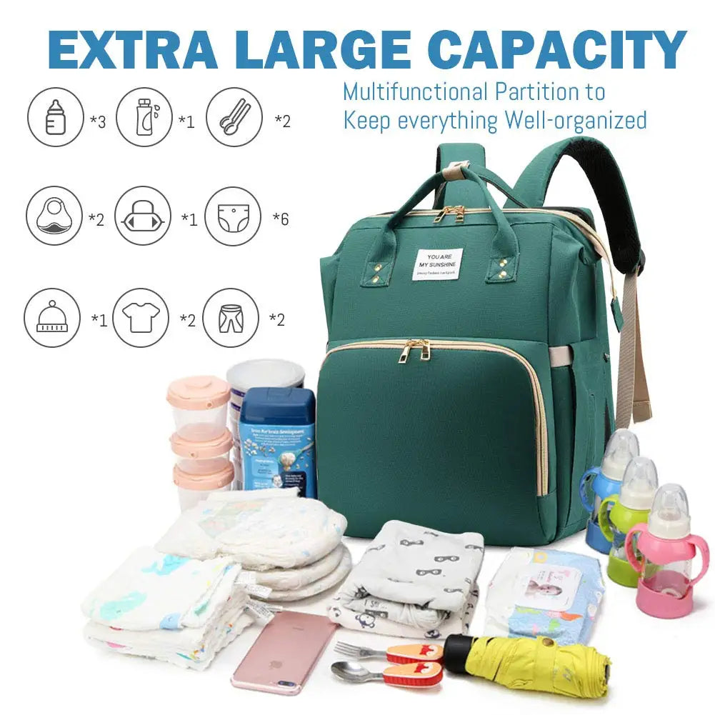 3 In 1 Waterproof Diaper Bag Backpack with USB Charge