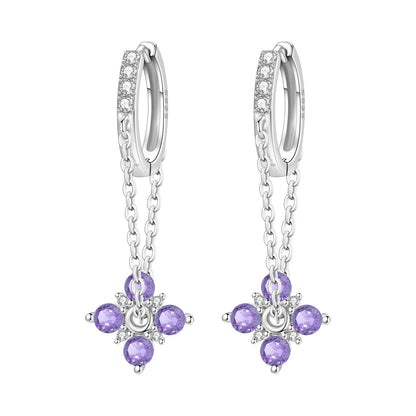 S925 Sterling Silver Iris Flower Hoop Earrings for Women