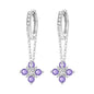 S925 Sterling Silver Iris Flower Hoop Earrings for Women