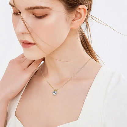 Moissanite Pendant Necklace 18K Gold Plated Women