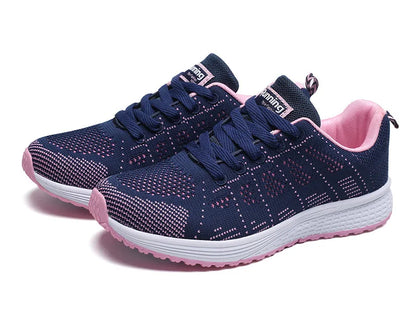 Women Breathable Mesh Flat Sneakers White