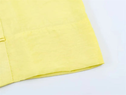 Women's Yellow Long Sleeve Shirt with Knot Decoration