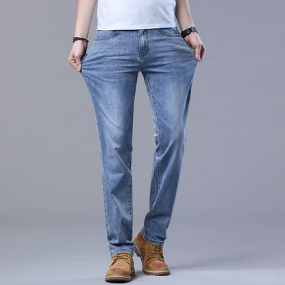 Light Blue Slim Jeans for Men in Stretch Denim