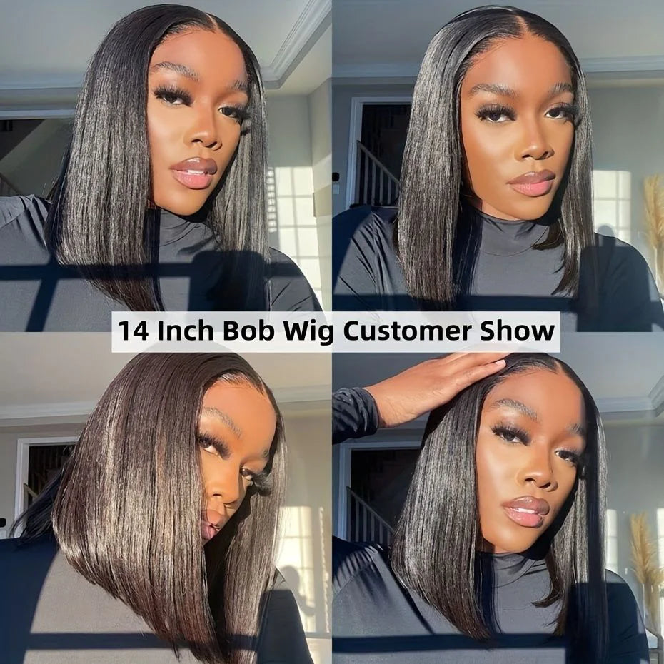 13X4 Bob Wig Straight Human Hair Lace Front Wig