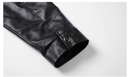 Men's Faux Leather Biker Jacket with Fleece Lining
