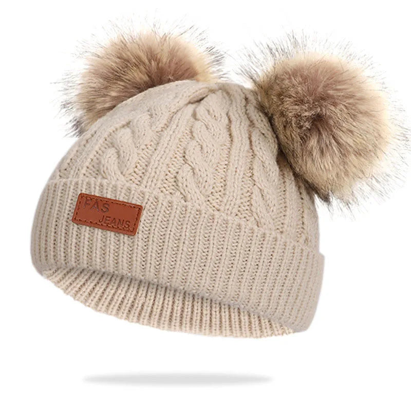 Cute Wool Pompom Baby Hat for Kids
