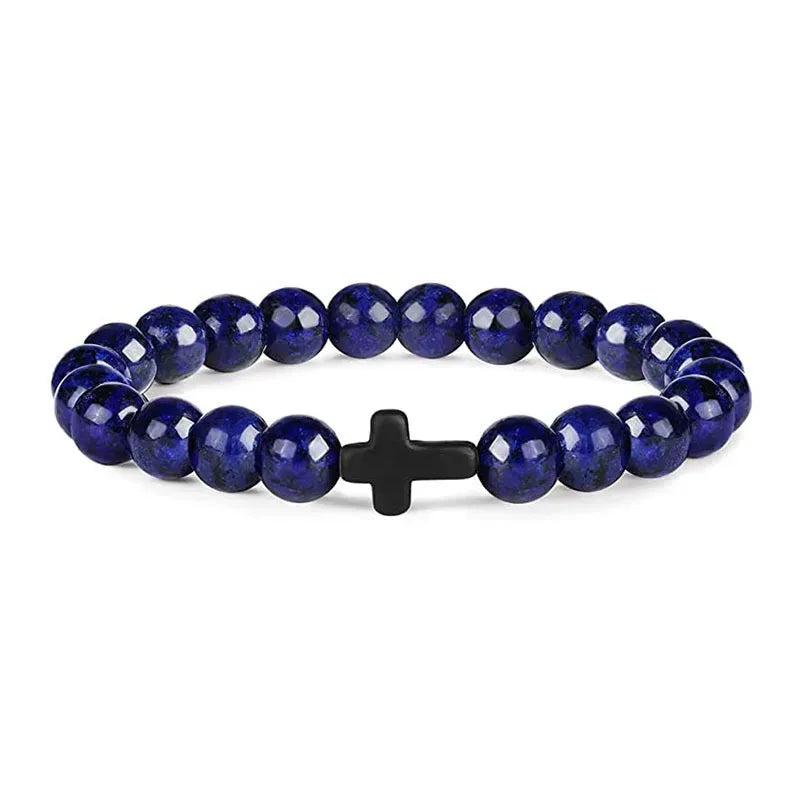 Natural Stone Wood Beads Rosary Bracelet for Meditation